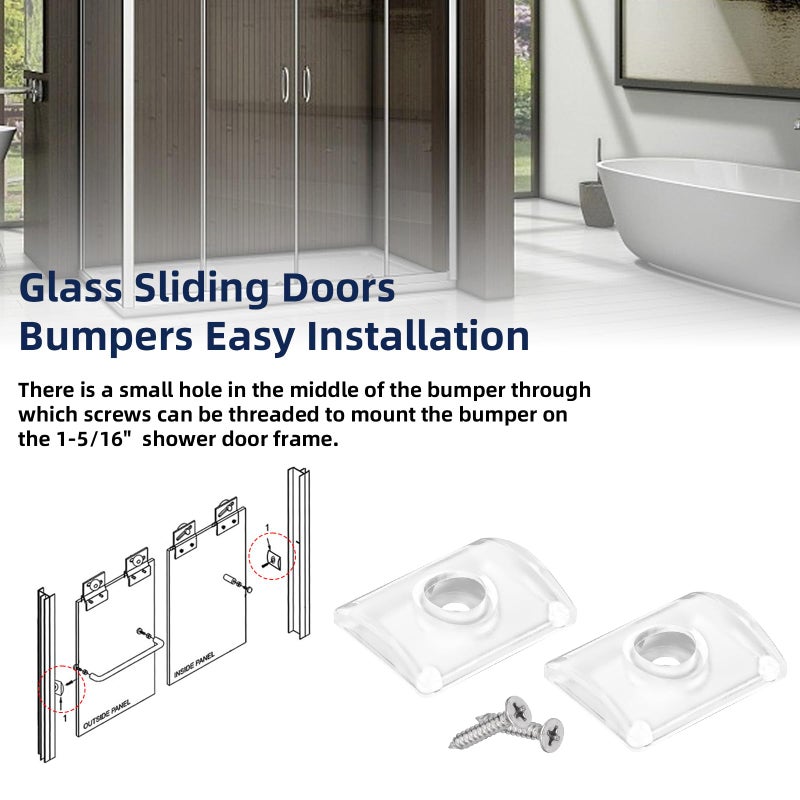 HEBRAR Glass Shower Door Bumpers for Glass Sliding Doors, Wall Jamb Bumper with Screws for Use with Sliding Tub Enclosure Sliding Shower Door Replacement Parts 2pcs - Image 3